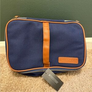 Navy and Tan Men's Bag